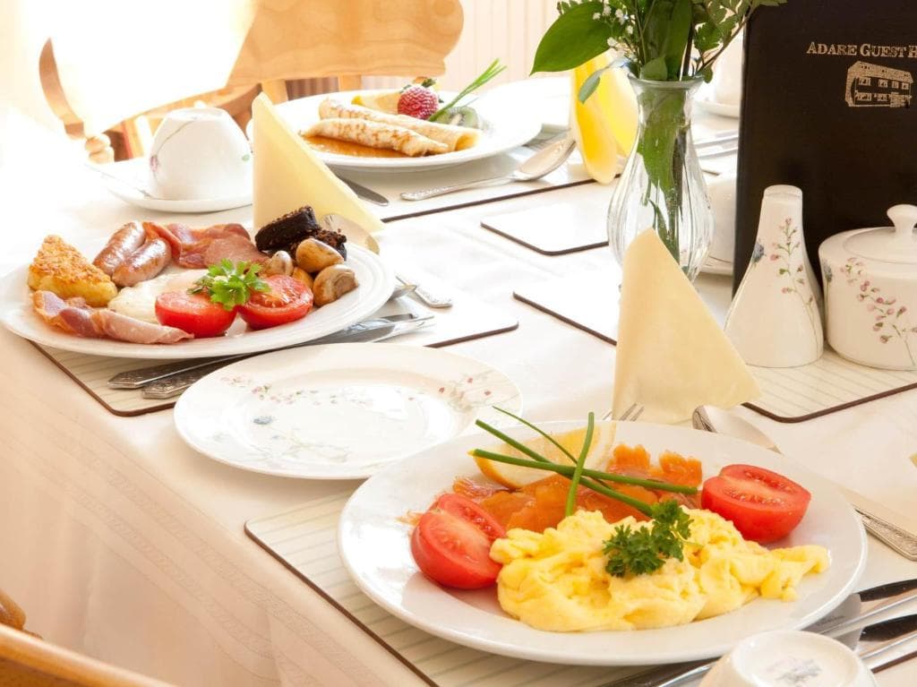 A breakfast plate at Adare Guesthouse